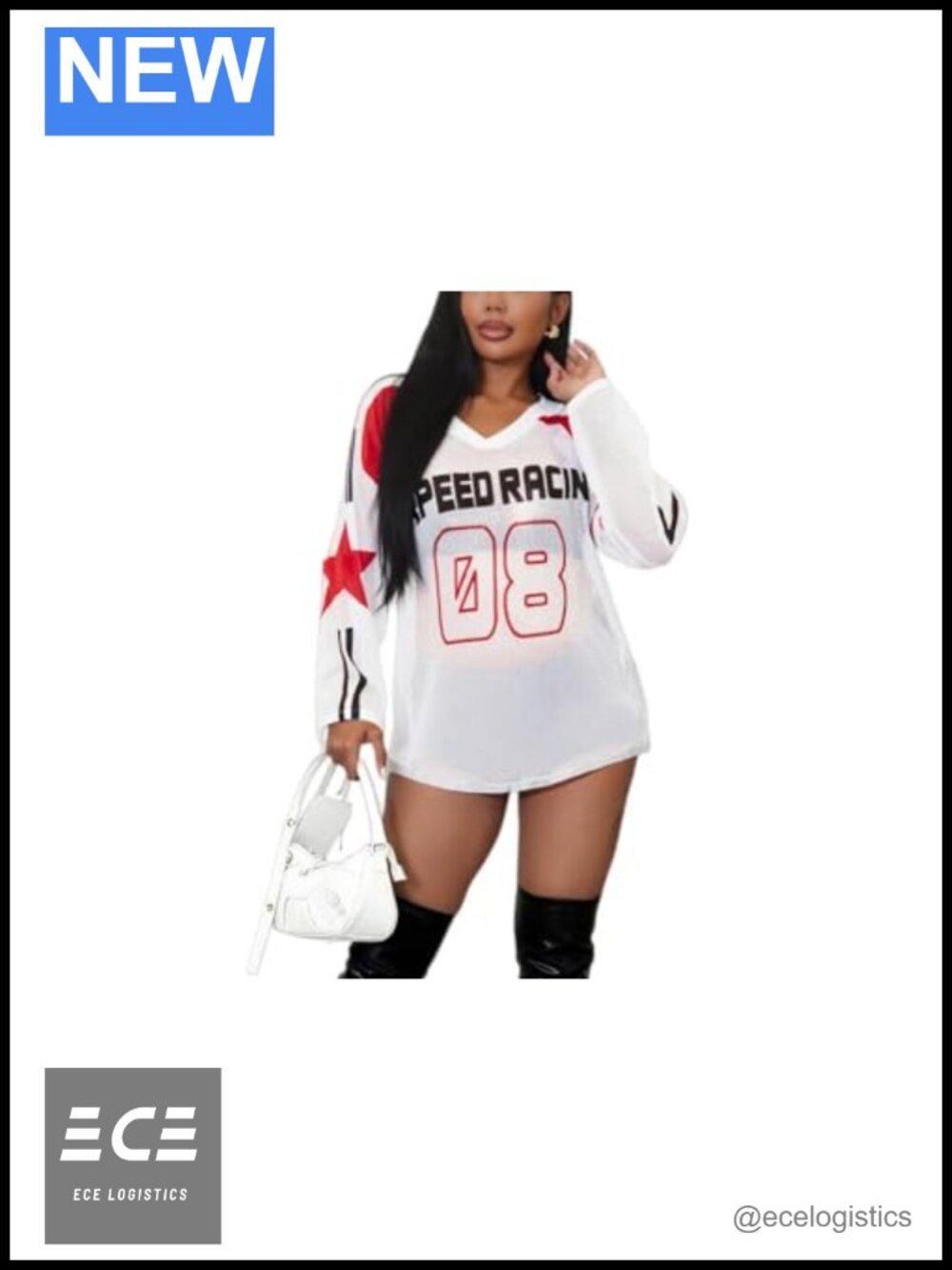Women's Sheer Mesh Graphic Tee Long Sleeve V-Neck Jersey Shirt